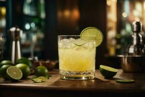 Mojito Sommer- erfrischend Cocktail mit Eis und Minze, ai generativ foto
