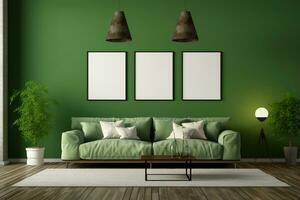 ein Leben Zimmer mit ein modern und minimalistisch Design, ai generativ foto