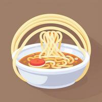 ai generiert Ramen Nudel Porträt Benutzerbild Clip Kunst Spieler Symbol Aufkleber Dekoration einfach Hintergrund foto