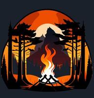 ai generiert Design von Lagerfeuer und Camping Logo. foto