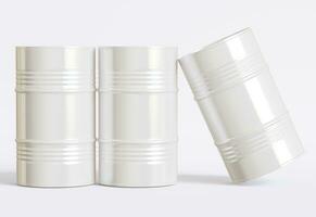 Trommel Container Weiß Farbe Öl Fass realistisch Textur Rendern 3d Illustration foto