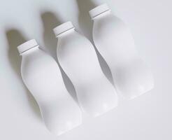 Milch Plastik Flasche Weiß Farbe und realistisch Textur Rendern 3d foto
