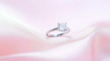 Diamant Ring auf Rosa Hintergrund, symbolisieren Eleganz und Romantik.. generativ ai foto