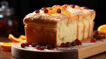 Cranberry Orange Brot mit Sahne Dessert Snack ai generiert foto