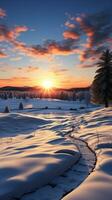 Sonnenuntergang Himmel auf Winter ai generiert foto