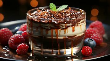 Schokolade Pudding Dessert Süss Essen Snack ai generiert foto
