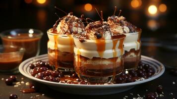 Tiramisu Pudding Dessert Süss Essen Snack ai generiert foto
