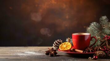 Tasse von Kaffee beim Weihnachten fotorealistisch Kopieren Raum. generativ ai foto