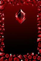 ein Diamant Rahmen mit rot Edelsteine auf ein schwarz Hintergrund generativ ai foto