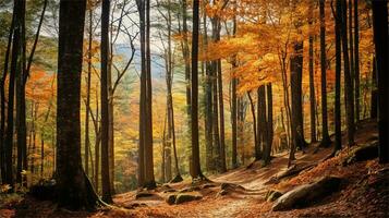 ein Gemälde von ein Pfad im das Wald ai generiert foto