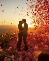 romantisch Valentinstag Tag, Geschenk Austausch zum ein herzerwärmend Feier. ai generiert foto