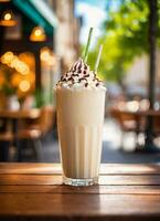 Foto von das Milchshake im das Straße Cafe ai generiert