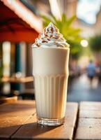 Foto von das Milchshake im das Straße Cafe ai generiert