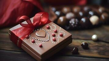 ai generiert Valentinsgrüße Tag Hintergrund Hintergrund, Schokolade Liebe, Herzen, romantisch Rosen, generativ ai foto