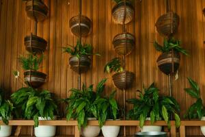 Cafe Innere mit Elemente von biophil Design. das Konzept von Biophilie foto