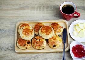 Scones hausgemachte Bekery für Kaffee mal Hintergründe foto