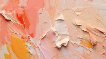 ai generiert Segeltuch von Kreativität - - abstrakt Öl Gemälde im modisch Aprikose - - generativ ai foto