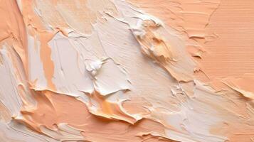 ai generiert modern Segeltuch - - abstrakt Öl Gemälde im modisch Aprikose Farbtöne - - generativ ai foto