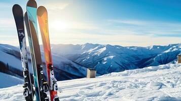 alpin Skifahren Flucht im schneebedeckt Pracht - - generativ ai foto