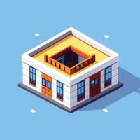 ai generiert isometrisch Gebäude Haus kommerziell Clip Kunst Symbol Aufkleber Dekoration einfach Hintergrund foto