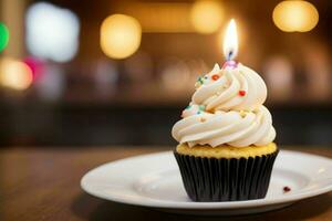 ai generiert Cupcake Geburtstag. Profi Foto