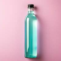 ai generiert Glas Flasche von Wasser auf das Tisch, Pastell- isoliert Hintergrund - - ai generiert Bild foto