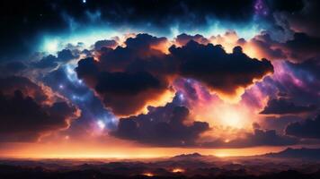 bunt Raum Galaxis Wolke Nebel. stary Nacht Kosmos. Universum Wissenschaft Astronom. ai generiert foto
