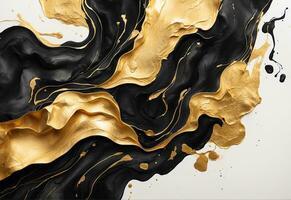ai generiert abstrakt Hintergrund mit Gold schwarz Marmor, Aquarell Modell- foto