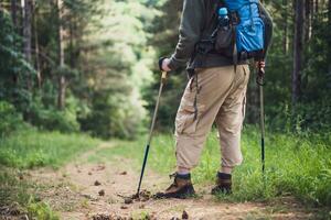 Bild von Mann genießt Wandern im Natur foto