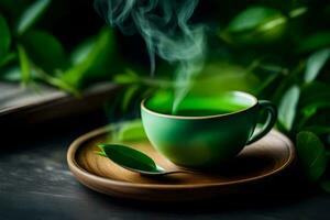 Grün Tee im ein Tasse. KI-generiert foto