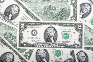 amerikanisch zwei Dollar ein Hintergrund foto