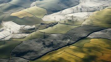 ai generiert Grün Tee Plantage, oben Aussicht Textur foto