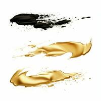 ai generiert elegant Gold Wimperntusche Bürste Satz. Sammlung von Grunge Farbe Textur foto