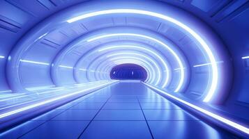 ai generiert leeren futuristisch Tunnel. Technologie Design. foto