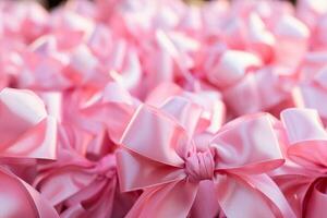 Oktober - - Frauen vereinigt mit Rosa Bänder, symbolisieren das Bedeutung von früh Erkennung von Brust Krebs. Frauen vereinigt gegen Krebs, wir sind nicht zu stoppen ai generativ foto