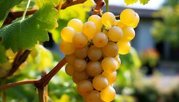 ai generiert reif Traube Trauben im Weinberg, Natur beschwingt Herbst Ernte generiert durch ai foto