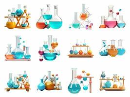 Chemie Sammlung isoliert auf Weiß Hintergrund mit ai generiert. foto