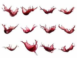 rot Wein Spritzen Sammlung isoliert auf Weiß Hintergrund mit ai generiert. foto