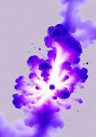 lila Explosion Rauch isoliert auf ein Weiß Hintergrund. ai generiert foto
