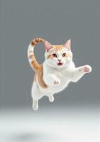 Springen Katze isoliert auf ein Weiß Hintergrund. ai generiert foto