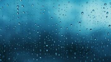 Regentropfen auf Fenster Brille Oberfläche mit das grau Himmel Hintergrund. ai generativ foto