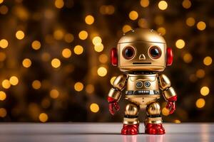 ai generiert süß Roboter auf Weihnachten Hintergrund. Kopieren Raum. foto