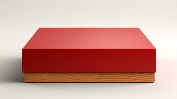 ein 3d Illustration von ein isoliert Weiß Hintergrund mit ein rot leer Platz Papier Box Attrappe, Lehrmodell, Simulation Vorlage zum Design Präsentation. foto