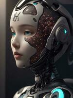 ai generiert ai Ethik Frau Roboter Gesicht Nächster Generation foto