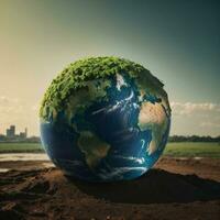 ai generiert Klima Veränderung Erde im Achtung Erde Bild foto