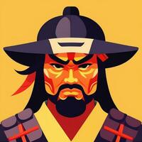 ai generiert Samurai Symbol Benutzerbild Spieler Clip Kunst Aufkleber Dekoration einfach Hintergrund foto