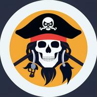 ai generiert Pirat Symbol Benutzerbild Spieler Clip Kunst Aufkleber Dekoration einfach Hintergrund foto