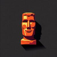 ai generiert Moai Statue Stein Kopf Benutzerbild Spieler Clip Kunst Aufkleber Dekoration einfach Hintergrund kulturell foto