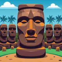 ai generiert Moai Statue Stein Kopf Benutzerbild Spieler Clip Kunst Aufkleber Dekoration einfach Hintergrund kulturell foto