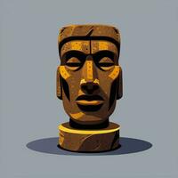 ai generiert Moai Statue Stein Kopf Benutzerbild Spieler Clip Kunst Aufkleber Dekoration einfach Hintergrund kulturell foto